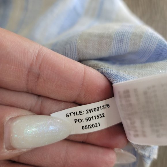 Vineyard Vines Shine Stripe Ruffle Popover Top Linen ruffle sleeve summer beach - Picture 4 of 8